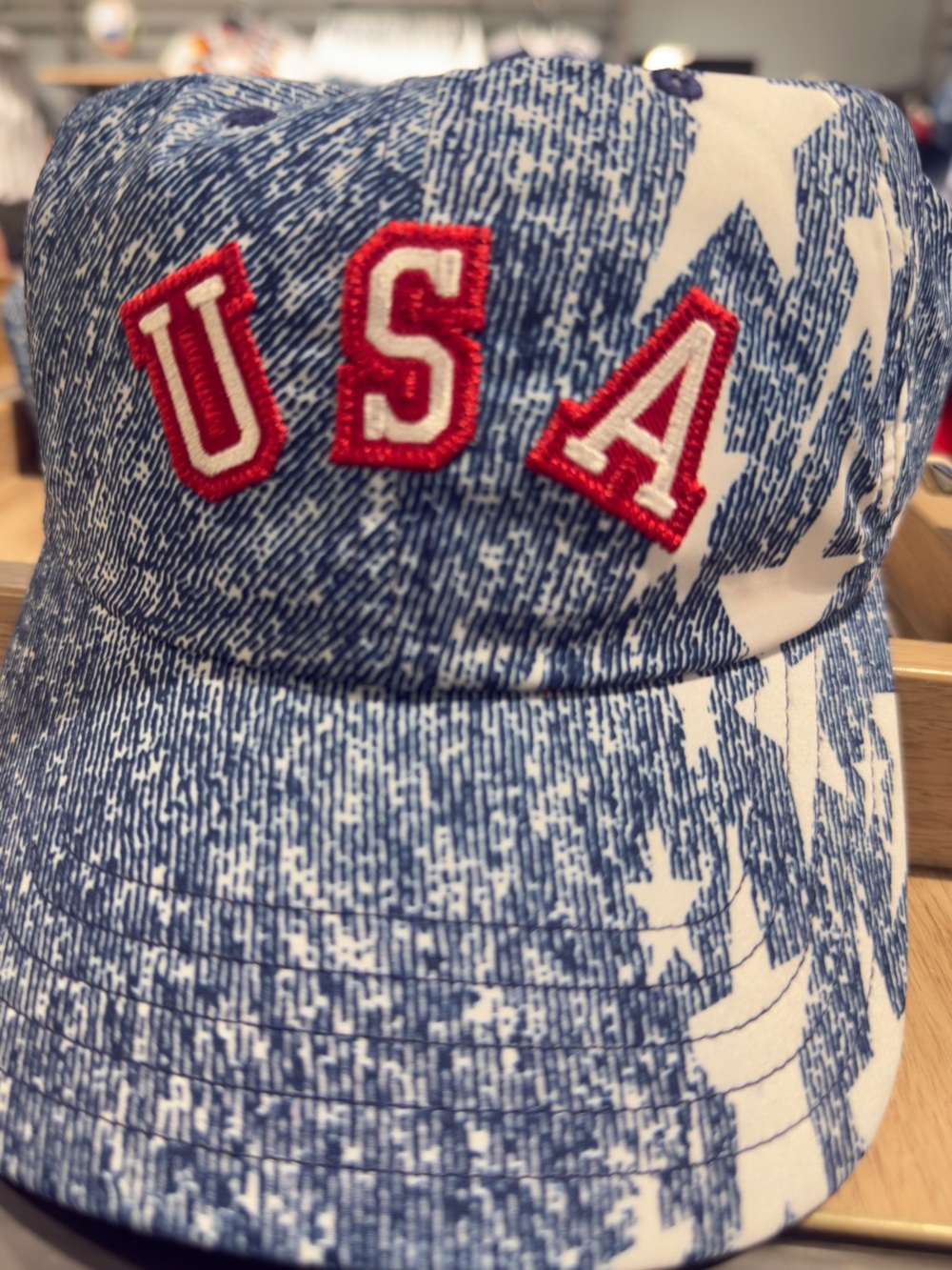 USA Embroidered Blue & White Flag Print Cap